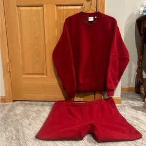 TNA Red Sweatshirt and Shorts Set